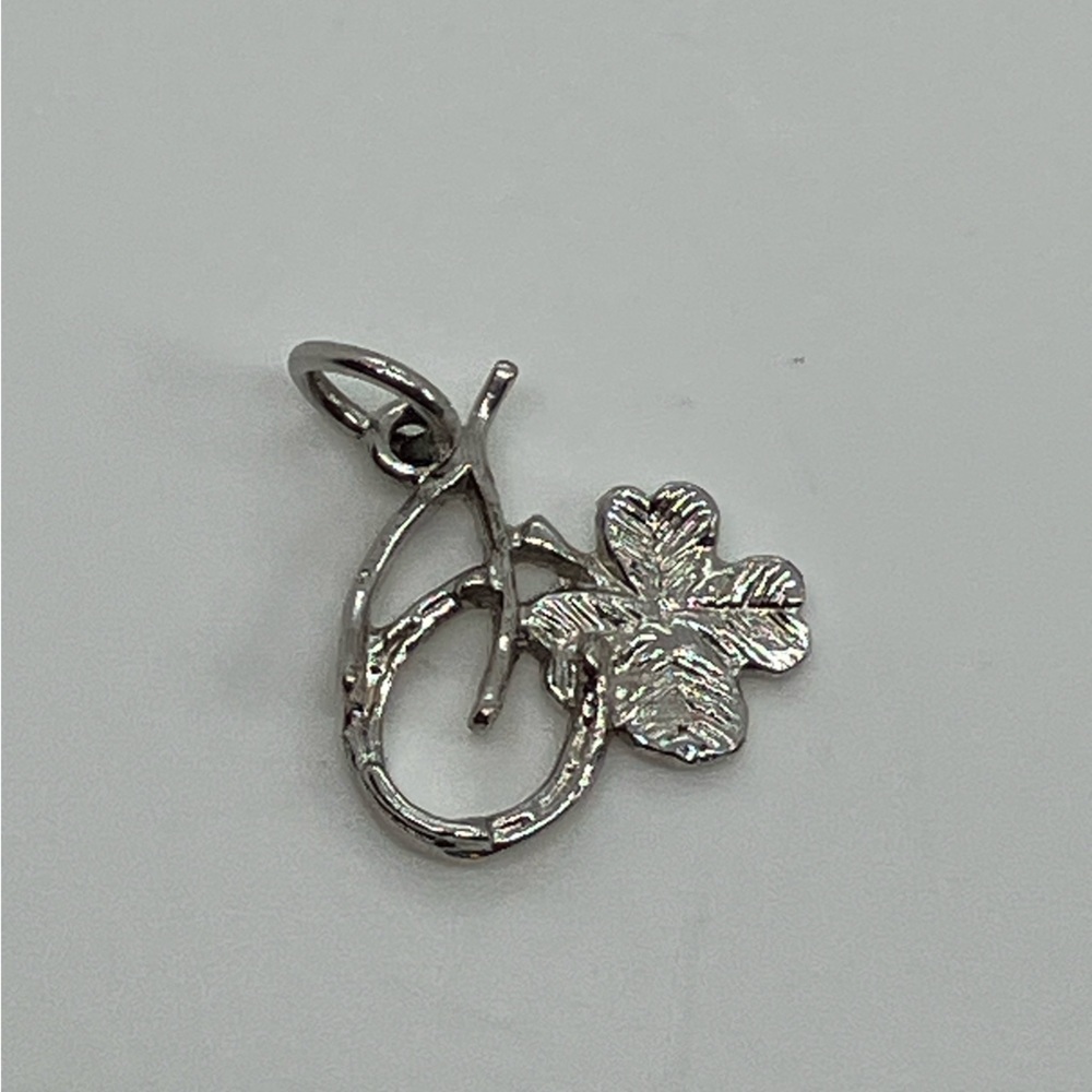 Vtg 925 Sterling Silver Horseshoe Wishbone 4 Leaf Clover Good Luck Charm Pendant